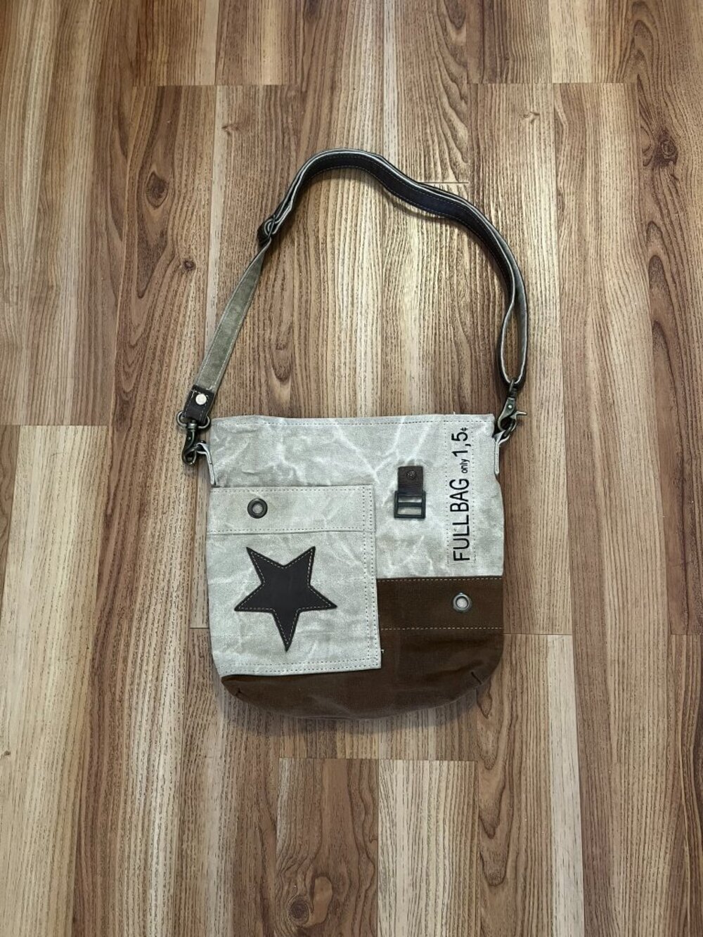 Myra Brown Canvas Star Western Country Farm-House Crossbody/Sling Purse